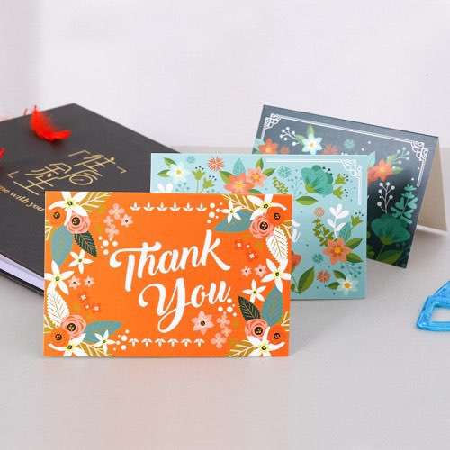 Thank You Card Flower Pattern UV Printing Beautiful Small Card Customized